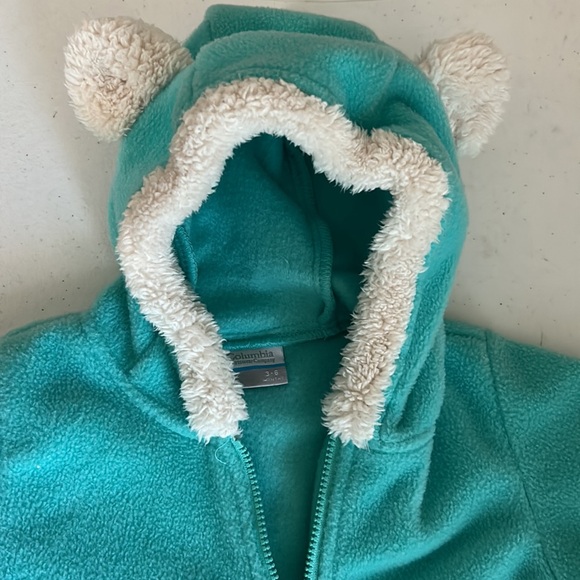 Columbia Sportswear Baby 3-6 Mo Light Green Fleece Bunting Suit With Fuzzy Ears - Picture 6 of 8